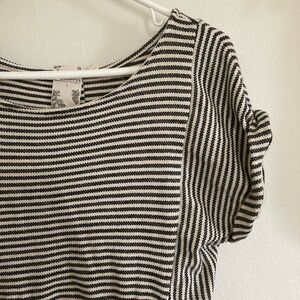 Charcoal and Cream Striped Dress